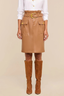 Kaelis Vegan Leather Skirt Soft Cognac