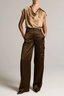 Cowl Neck Cap Sleeve Blouse Carmello