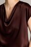Cowl Neck Cap Sleeve Blouse Dark Cherrywood