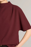 Draped Funnel Neck Top Black Rose