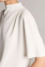 Draped Funnel Neck Top Off White