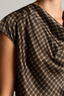 Ombre Plaid Cowl Neck Blouse Black/ Camel