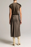 Ombre Plaid Slip Skirt Black/ Camel