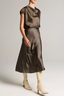 Ombre Plaid Slip Skirt Black/ Camel