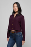 Cosette Crop Hi Low Shirt Dark Malbec Pinstripe