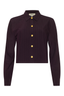 Cosette Crop Hi Low Shirt Dark Malbec Pinstripe