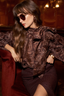 Rhett Oversized Blouse Brown Etched Paisley