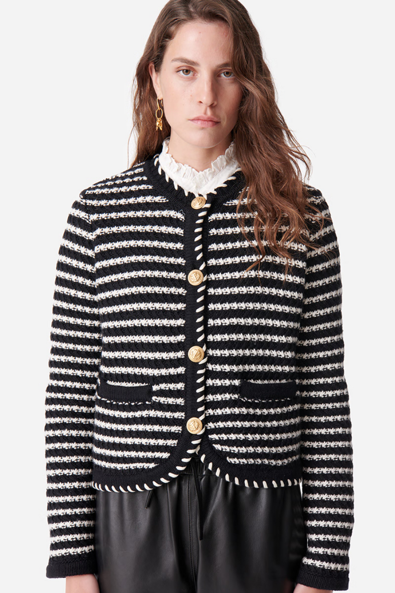 Daya Cardigan Noir/ Ecru