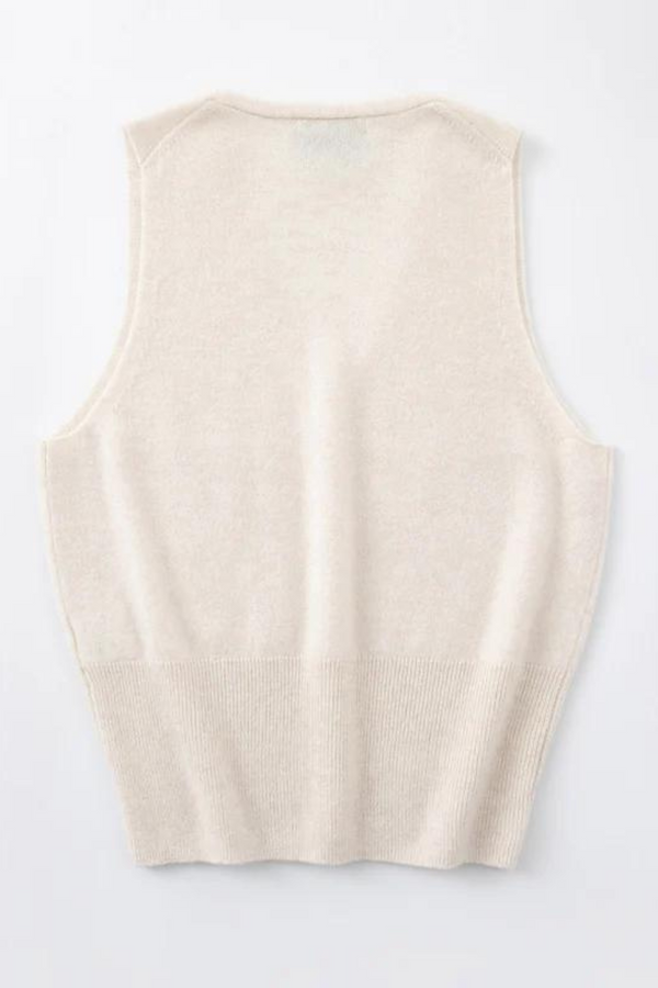 N.180 Cashmere V-Neck Tank Pearl Shell