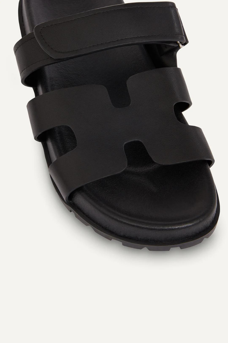 Harley Leather Slides Black