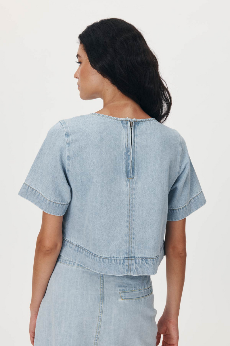 Davie Denim Top Azul