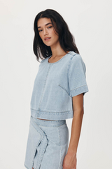 Davie Denim Top Azul