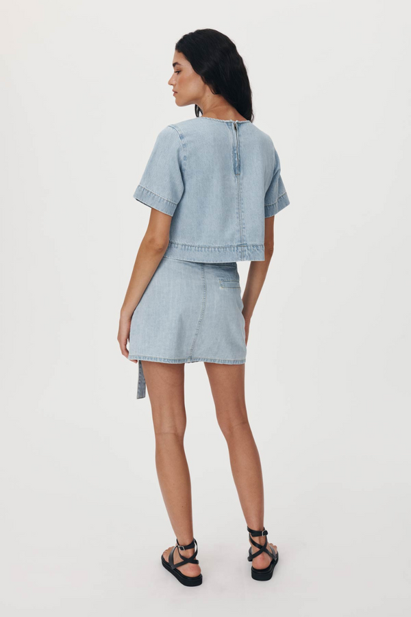 Melissa Denim Mini Wrap Skirt Azul