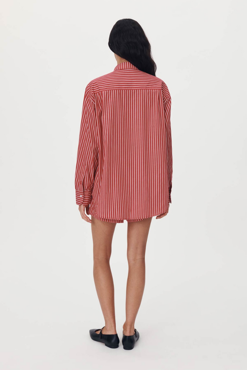 Ramona Stripe Long Sleeve Shirt Cherry Red