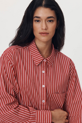 Ramona Stripe Long Sleeve Shirt Cherry Red