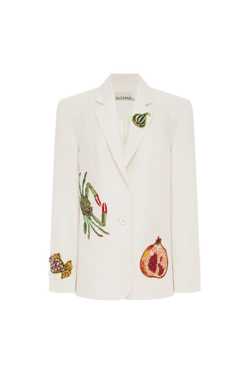 Seb Embellished Blazer Cream