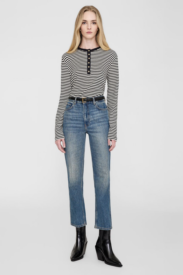 Alessia Long Sleeve Tee Cream And Black Stripe