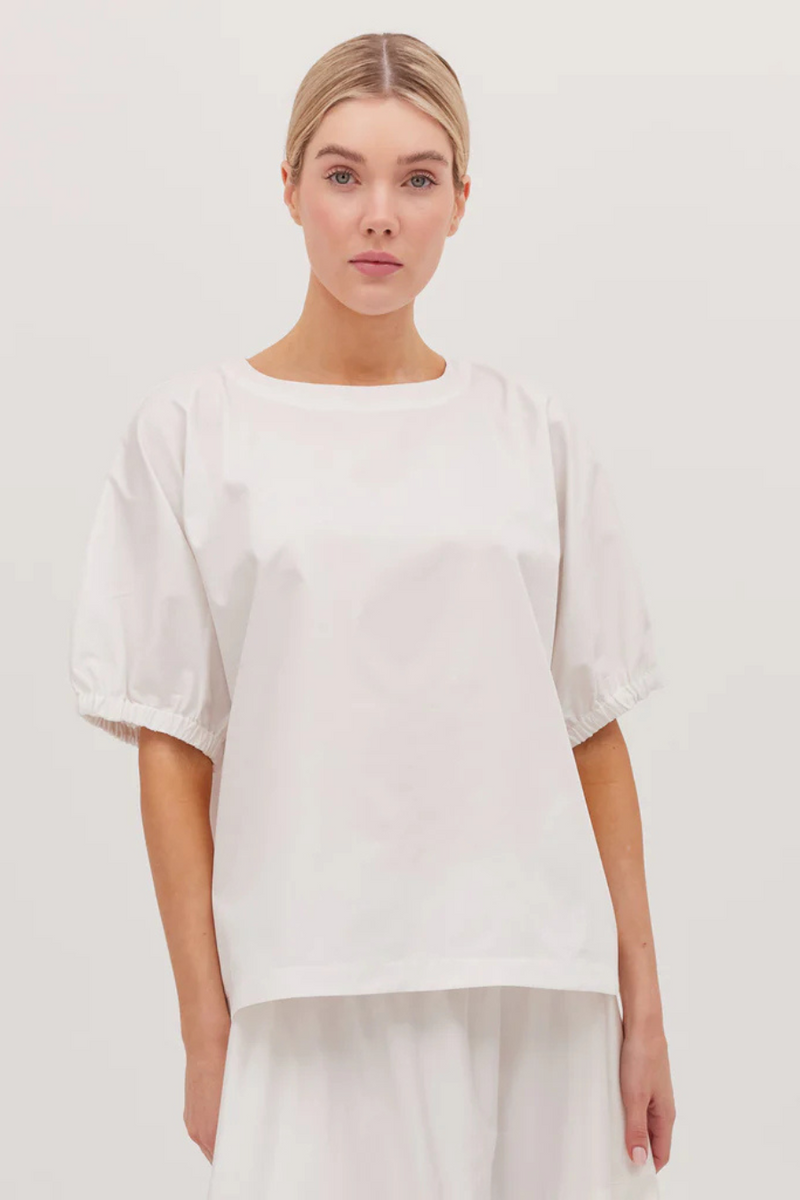 The Gathered Sleeve Top White