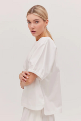 The Gathered Sleeve Top White