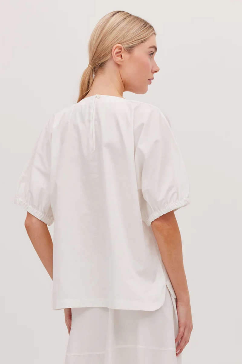 The Gathered Sleeve Top White