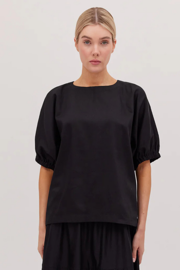 The Gathered Sleeve Top Black