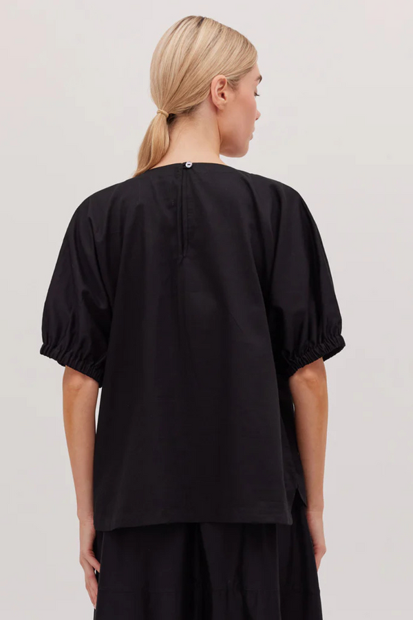 The Gathered Sleeve Top Black