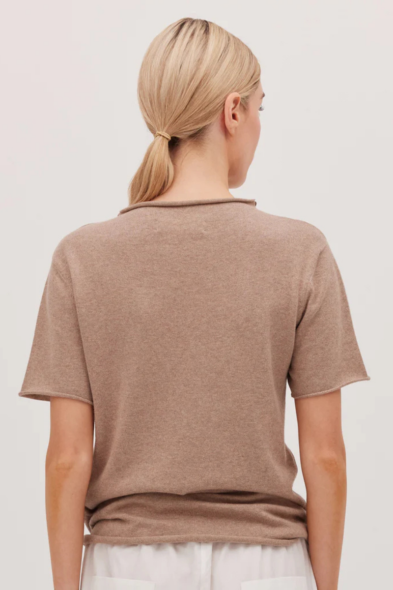 The Funnel Neck Tee Walnut