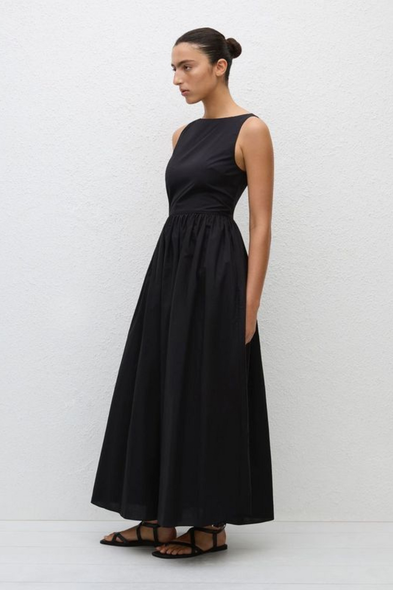 Tie Back Midi Dress Black