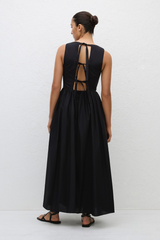 Tie Back Midi Dress Black