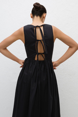 Tie Back Midi Dress Black