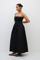 Shirred Bodice Dress Black