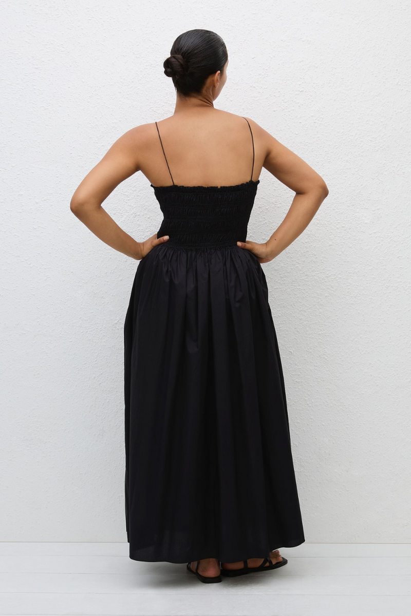 Shirred Bodice Dress Black