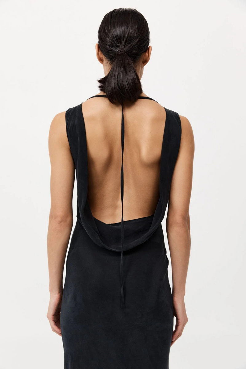 Draped Cowl Dress Black