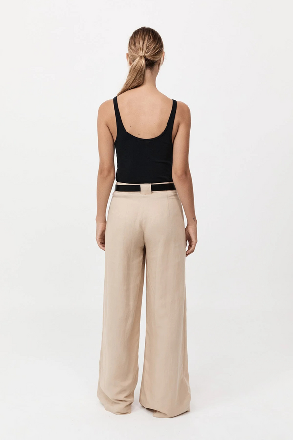 Wide Leg Pleat Pants Dune