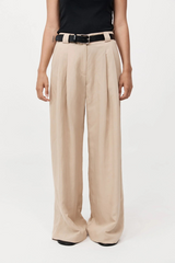 Wide Leg Pleat Pants Dune