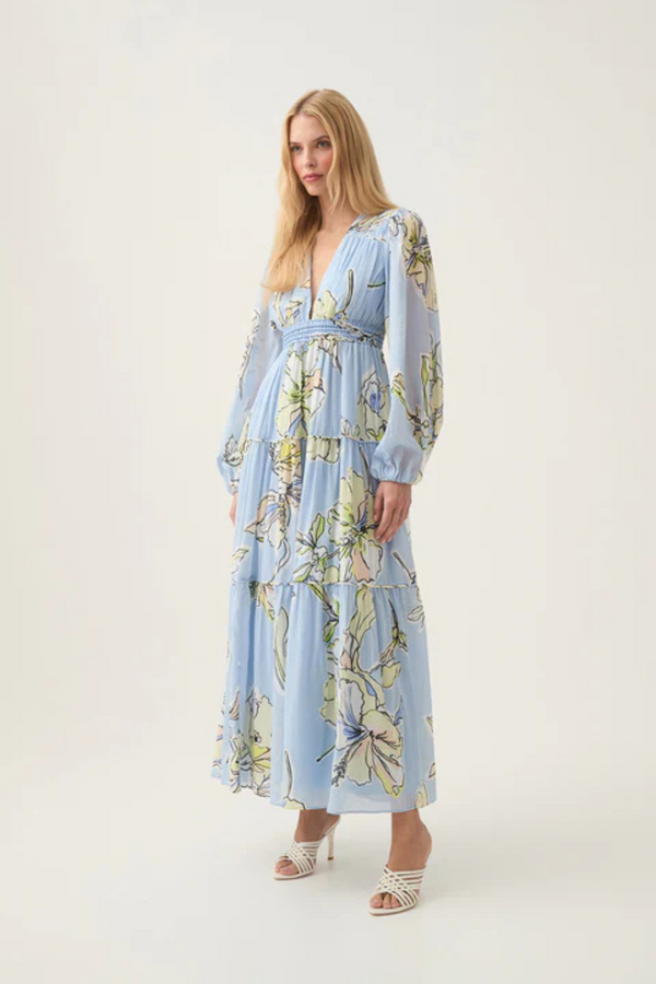 Romantica Voile Maxi Dress Blue Hibiscus