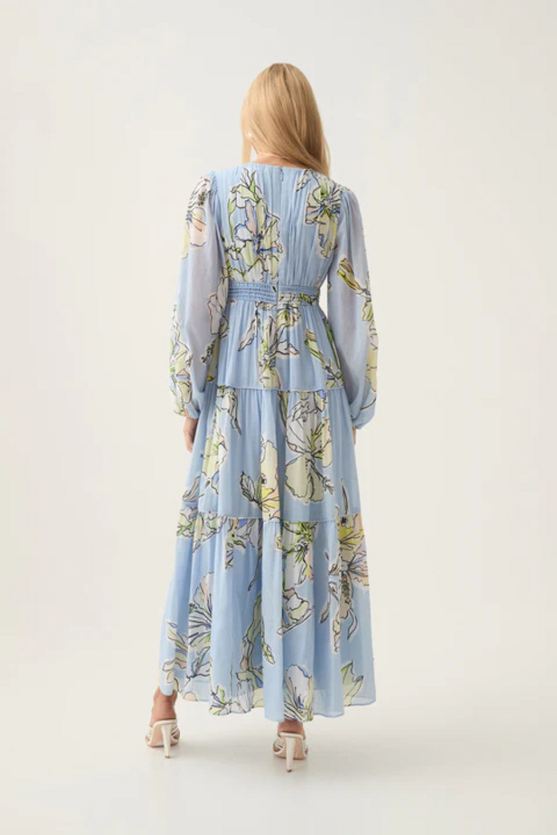 Romantica Voile Maxi Dress Blue Hibiscus