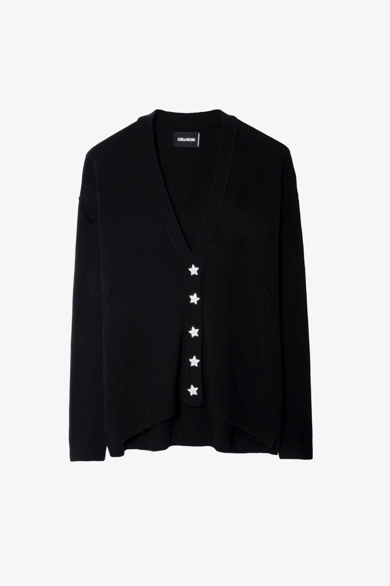 Mirka Jewelled Cashmere Cardigan Noir