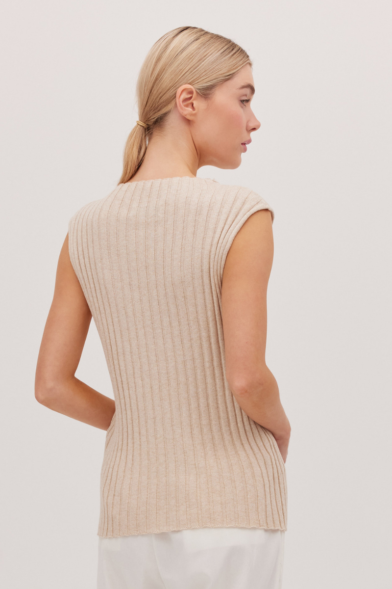 The Ribbed Funnel Neck Tank Jute