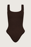 Square Neck Swim Metallic Chocolate