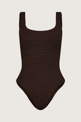 Square Neck Swim Metallic Chocolate