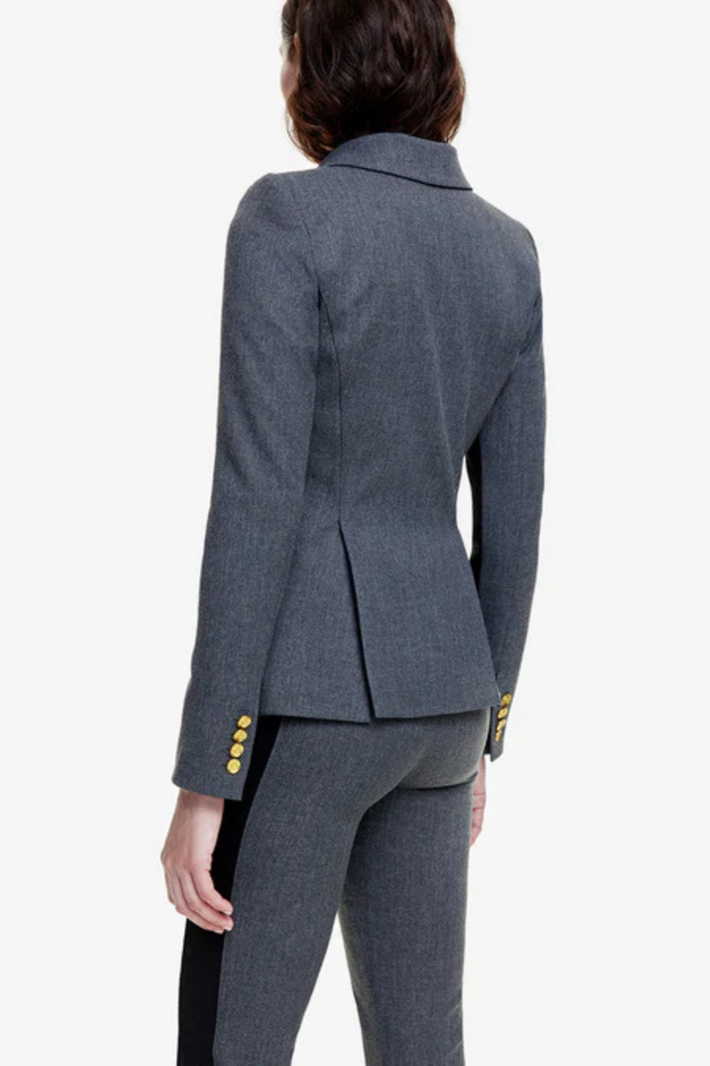 Patch Pocket Tux Stripe Blazer Charcoal with Black