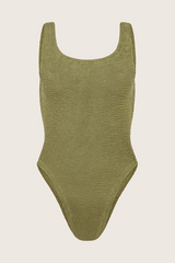 Square Neck Swim Metallic Moss