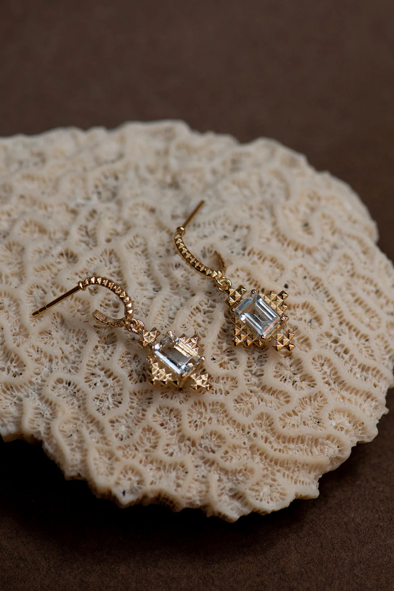 Reya Earrings Gold With White Topaz