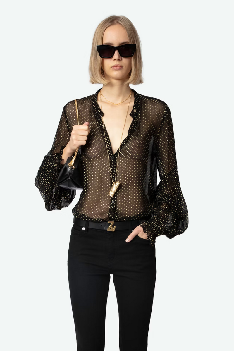 Tandy Sequin Shirt Black