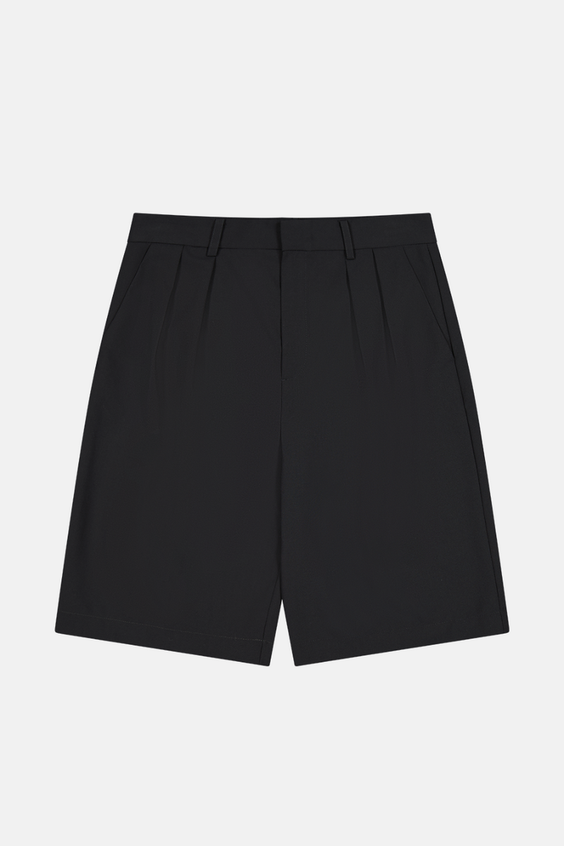 Double Pleated Shorts Black