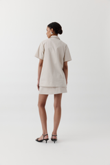 Cotton Mini Skirt Oyster