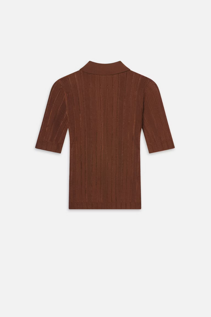 Laddered Rib S/S Polo Light Camel