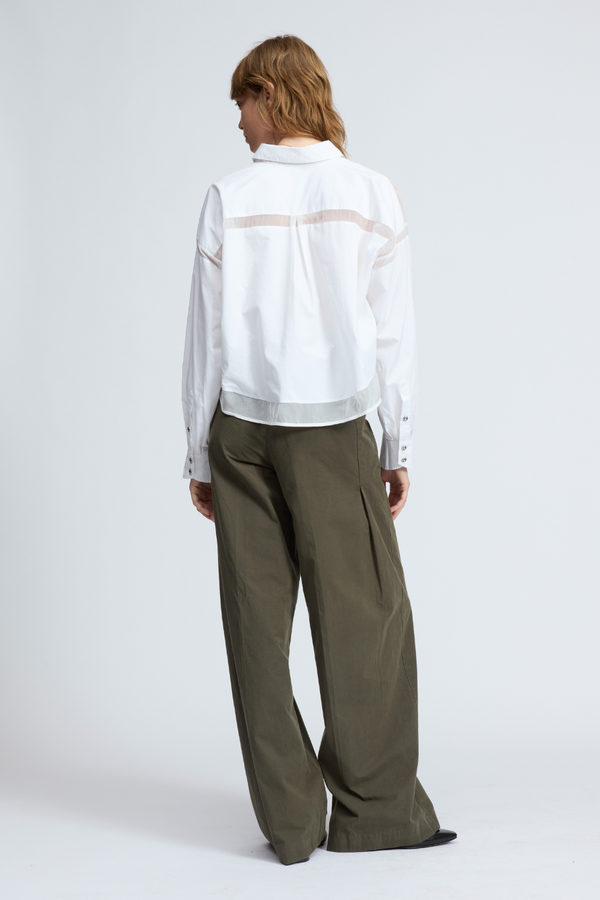 Beatrice Cropped Combo Shirt White