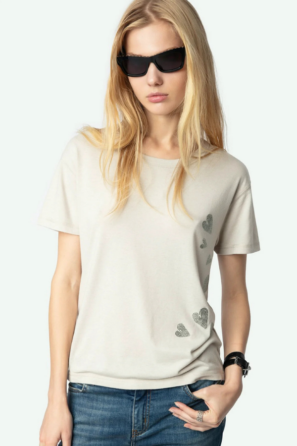 Marta Heart T-shirt Light Grey